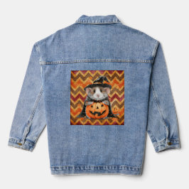 Niedliche Hexe Guinea Pig Halloween Zickzack Jeansjacke