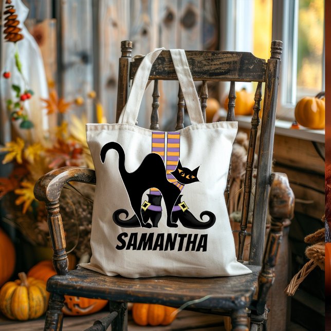 Niedliche Hexe Halloween Personalisiert Tragetasche (Halloween witch trick or treat bag)