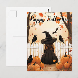 Niedliche Hexe Halloween Postkarte