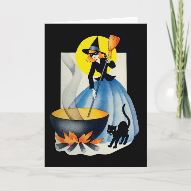 Niedliche Hexe Karte (Vorderseite)