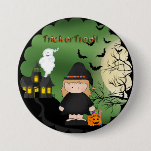 Niedliche Hexe-runder Knopf Halloweens Button