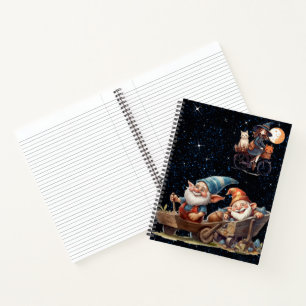 Niedliche Hexe und glückliche Gnomes Spiral Notebo Notizbuch