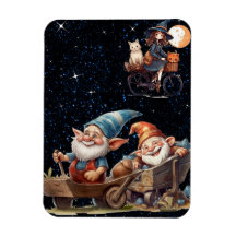 Niedliche Hexe und Happy Gnomes Flexible Foto Magn