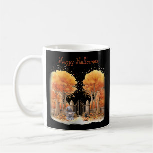 Niedliche Hexe und Katze Außentor Halloween Kaffeetasse
