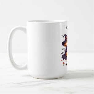 Niedliche Hexe und Skeleton Kids Halloween Kaffeetasse