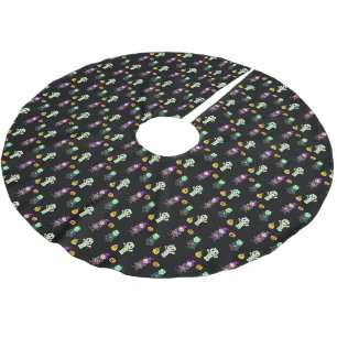 Niedliche Hexe, Vampire und Mummy-Halloween-Party Polyester Weihnachtsbaumdecke