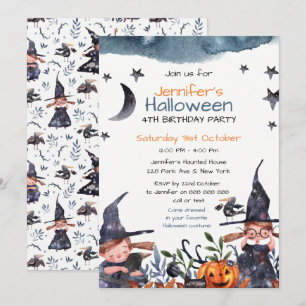 Niedliche Hexen Kindergeburtstag Halloween Einladu Einladung