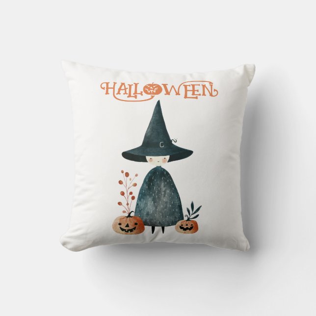 Niedliche Hexen und Kürbislaternen Halloween-Kinde Kissen (Vorderseite)