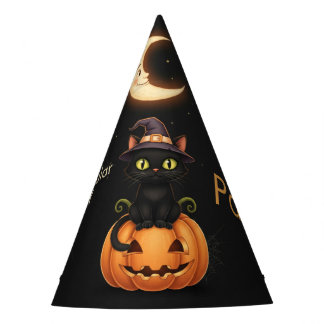 Niedliche Hexenkatze und Pumpkin Geburtstag Partyhütchen