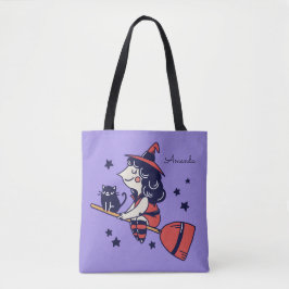 Niedliche Hexenkessel Halloween-individuelle Name Tasche