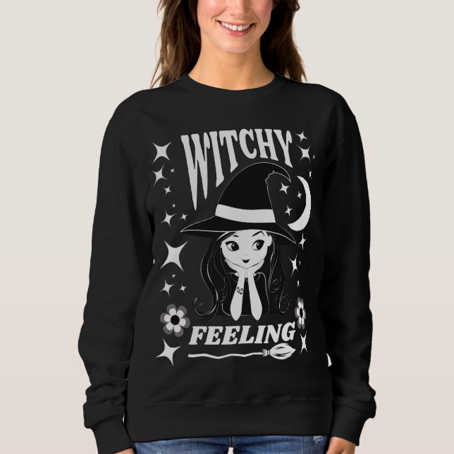 Niedliche Hexenkraut Gefühl lustiges Halloween Sweatshirt (Vorderseite)