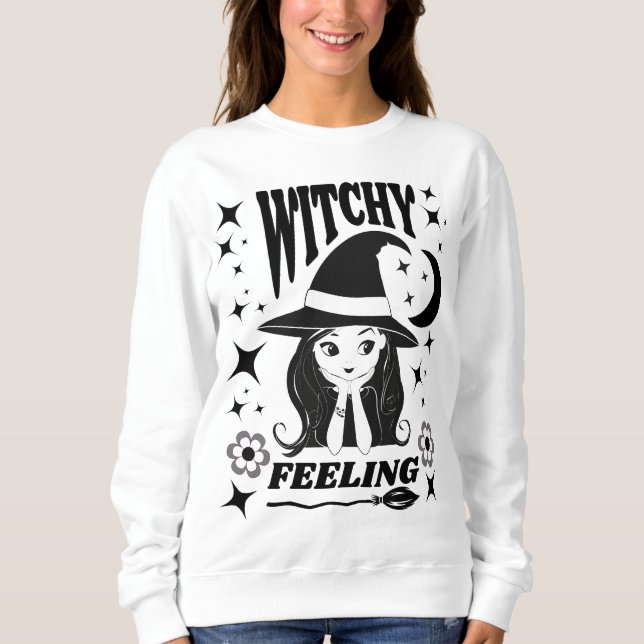 Niedliche Hexenkraut Gefühl lustiges Halloween Sweatshirt (Vorderseite)