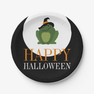 Niedliche Hexenkröte, glückliches Halloween Pappteller