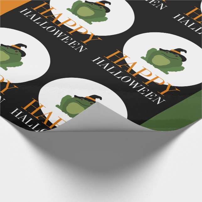 Niedliche Hexenkröte, glückliches Halloween-Wrappi Geschenkpapier (Ecke)