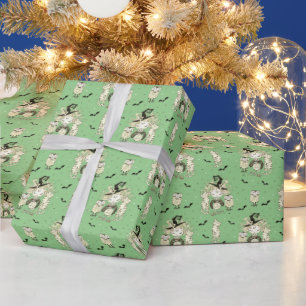 Niedliche Hexenmädchen mit Fledermäusen Geschenkpapier