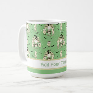 Niedliche Hexenmädchen mit Fledermäusen Kaffeetasse