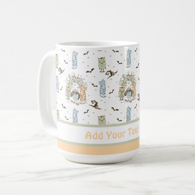 Niedliche Hexenmädchen mit Fledermäusen Kaffeetasse (Vorderseite Links)