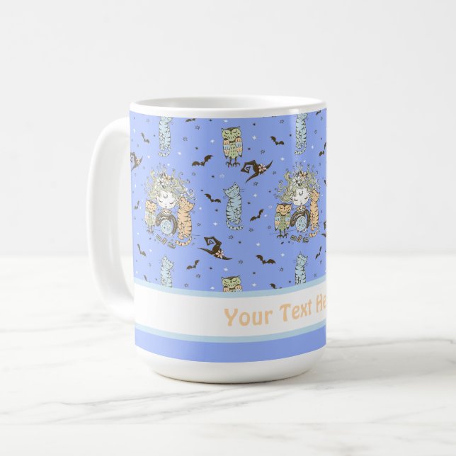 Niedliche Hexenmädchen mit Fledermäusen Kaffeetasse (Vorderseite Links)