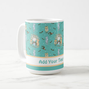 Niedliche Hexenmädchen mit Fledermäusen Kaffeetasse