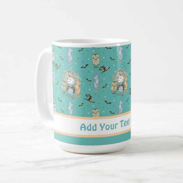 Niedliche Hexenmädchen mit Fledermäusen Kaffeetasse (Vorderseite Links)