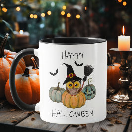 Niedliche Hexenschüssel mit Pumpkins Glückliches H Tasse