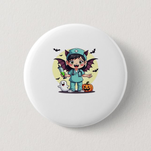 Niedliche Hexenschwester Halloween Premium T - Shi Button (Vorderseite)