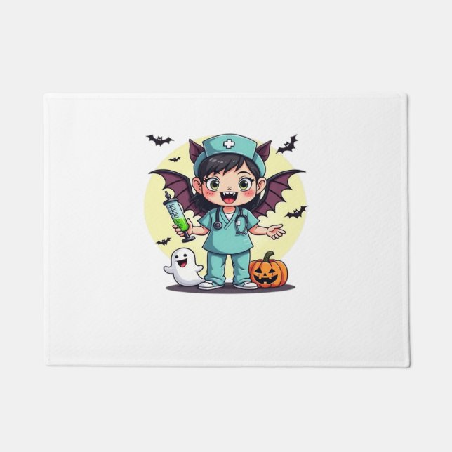 Niedliche Hexenschwester Halloween Premium T - Shi Fußmatte (Vorderseite)