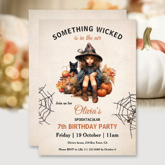 Niedliche Hexenspinne Halloween-Girls' Geburtstag Einladung