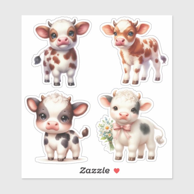 Niedliche Highland Calves Aufkleber (Blatt)