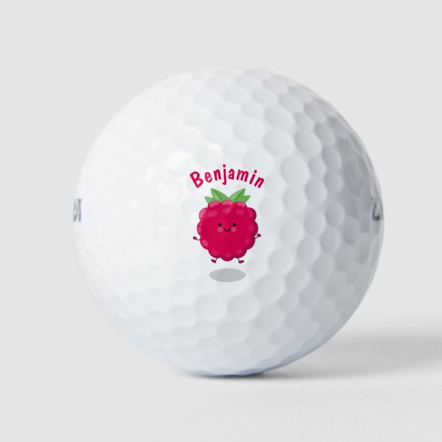 Niedliche Himbeere-Cartoon-Abbildung Golfball (Vorderseite)