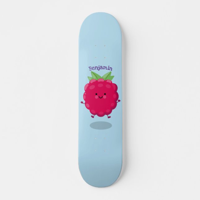 Niedliche Himbeere-Cartoon-Abbildung Skateboard (Vorne)