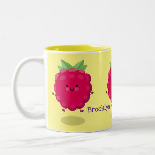 Niedliche Himbeere-Cartoon-Abbildung Zweifarbige Tasse