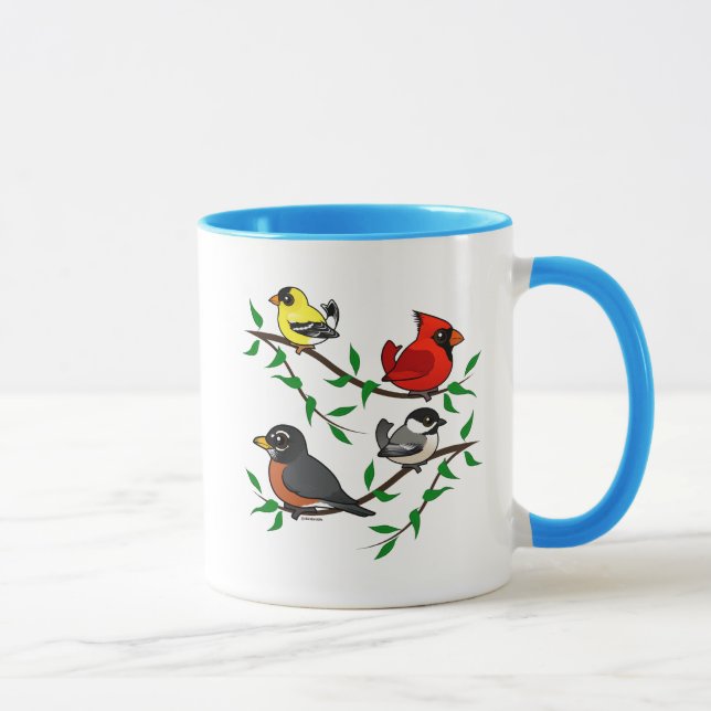 Niedliche Hinterhofvögel Tasse (Rechts)