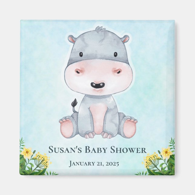 Niedliche Hippo Baby Dusche Gastgeschenke Magnet (Vorne)