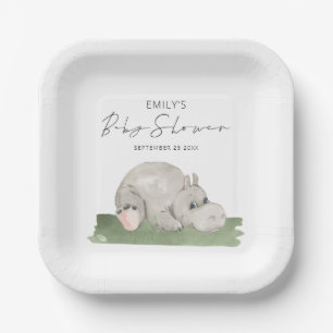 Niedliche Hippo Babydusche Napkins Pappteller
