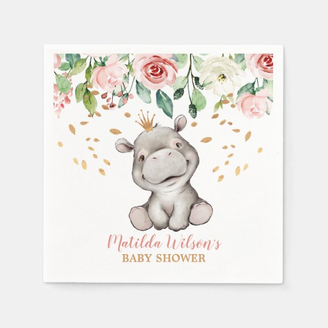 Niedliche Hippo Babydusche Napkins Serviette (Vorderseite)