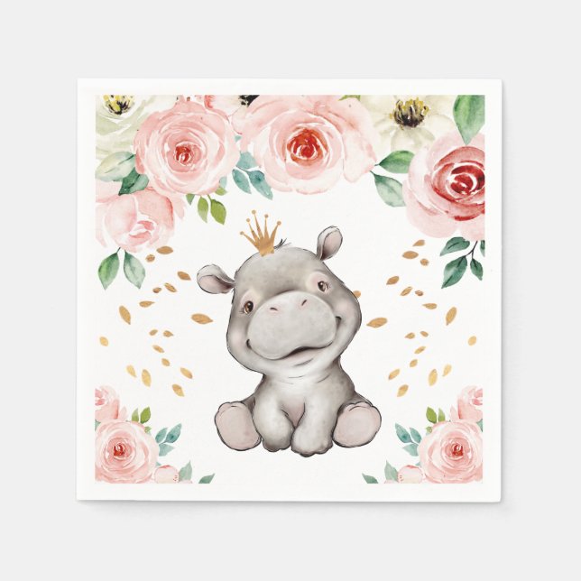 Niedliche Hippo Babydusche Napkins Serviette (Vorderseite)