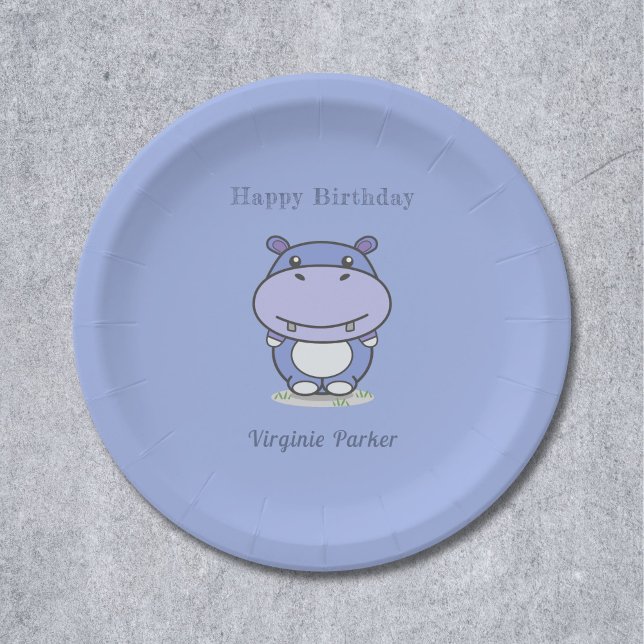 Niedliche Hippo Birthday Paper Teller (Cute Hippo Birthday Paper Plates)