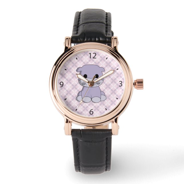Niedliche Hippo-Cartoon-Armbanduhr Armbanduhr (Vorderseite)