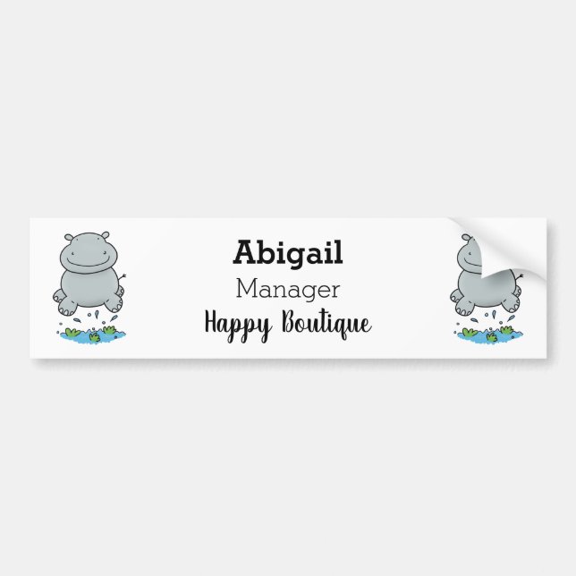 Niedliche Hippo Springen Cartoon-Abbildung Autoaufkleber (Vorne)