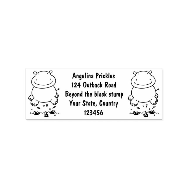 Niedliche Hippo Springen Cartoon-Abbildung Gummistempel (Prägung)