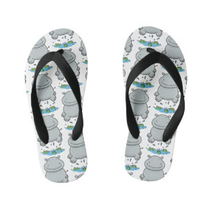 Niedliche Hippo Springen Cartoon-Abbildung Kinderbadesandalen