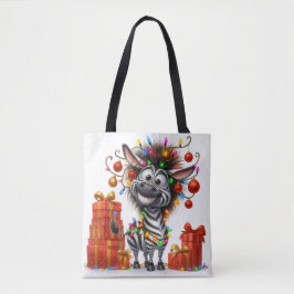 Niedliche Hippo und Zebra Weihnachtsfeierlichkeite Tasche