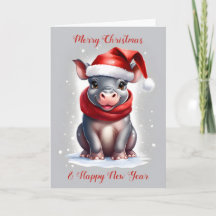 Niedliche Hippopotamus-Weihnachtsmannmütze Neujahr