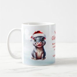 Niedliche Hippopotamus Weihnachtsmannmütze Schnee  Kaffeetasse
