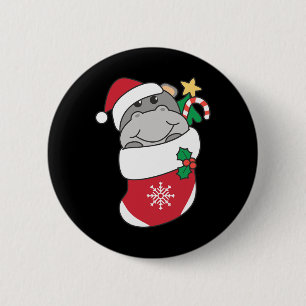 Niedliche Hippos zu Weihnachten Strümpfe zu Weihna Button