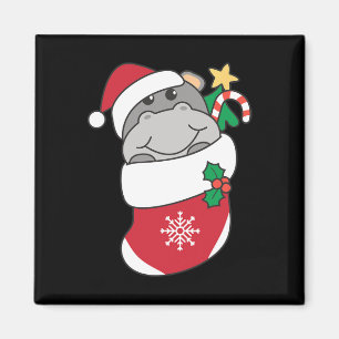 Niedliche Hippos zu Weihnachten Strümpfe zu Weihna Magnet
