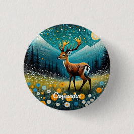 Niedliche Hirsche Blume Weidenfantasie Button
