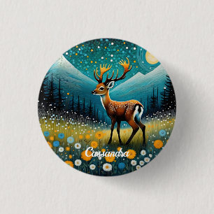 Niedliche Hirsche Blume Weidenfantasie Button