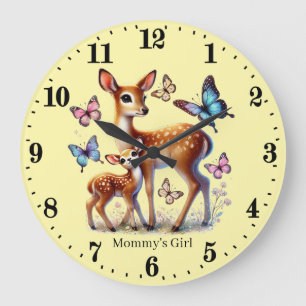 Niedliche Hirsche von Mama Große Wanduhr
